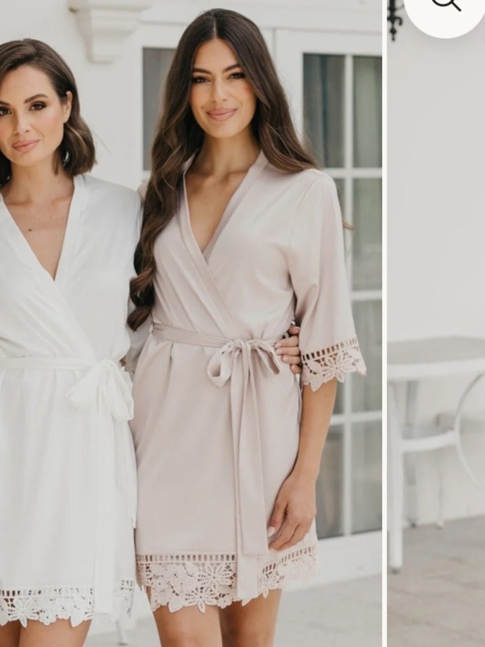 Lauren Lace Satin Robe - Champagne